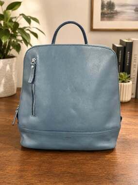 Shinola Mini Zip Backpack Slate Blue Leather Detroit Made $795 Retail